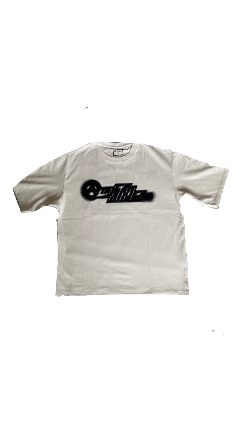 White Distorted Logo Tee