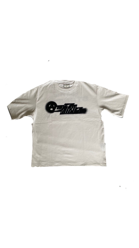White Distorted Logo Tee