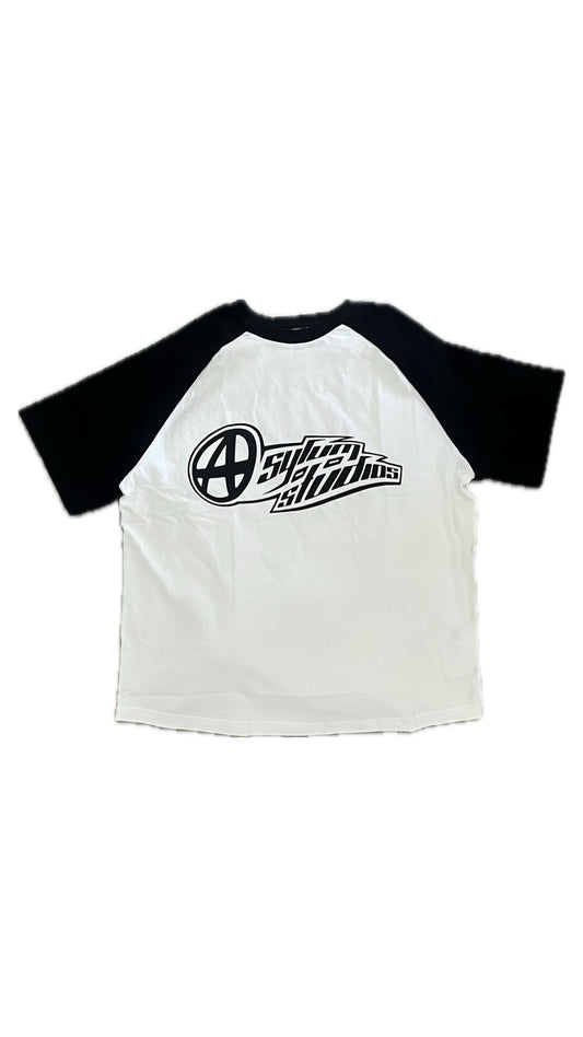 White and Black Raglan Tee